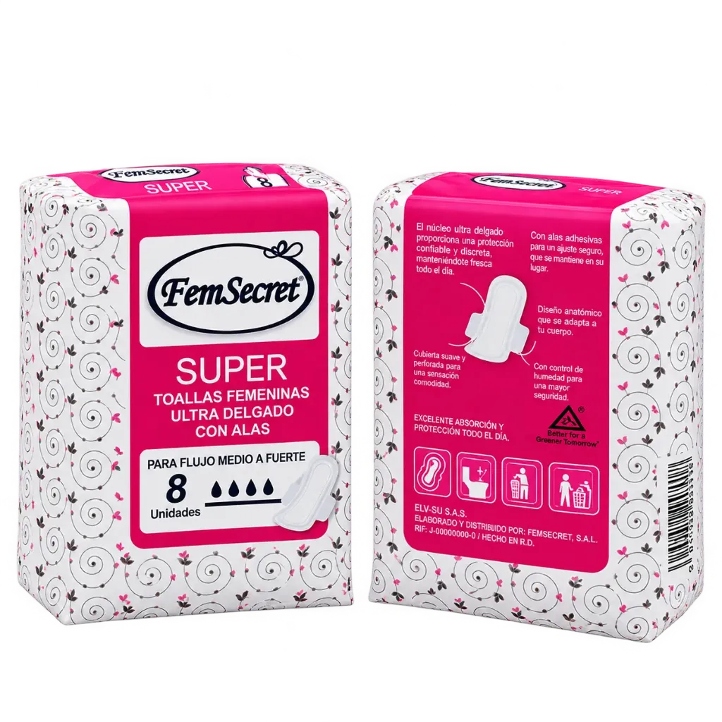 FEM SECRET SUPER ULTRA THIN WITH WINGS SANITARY PADS 8PC PACK